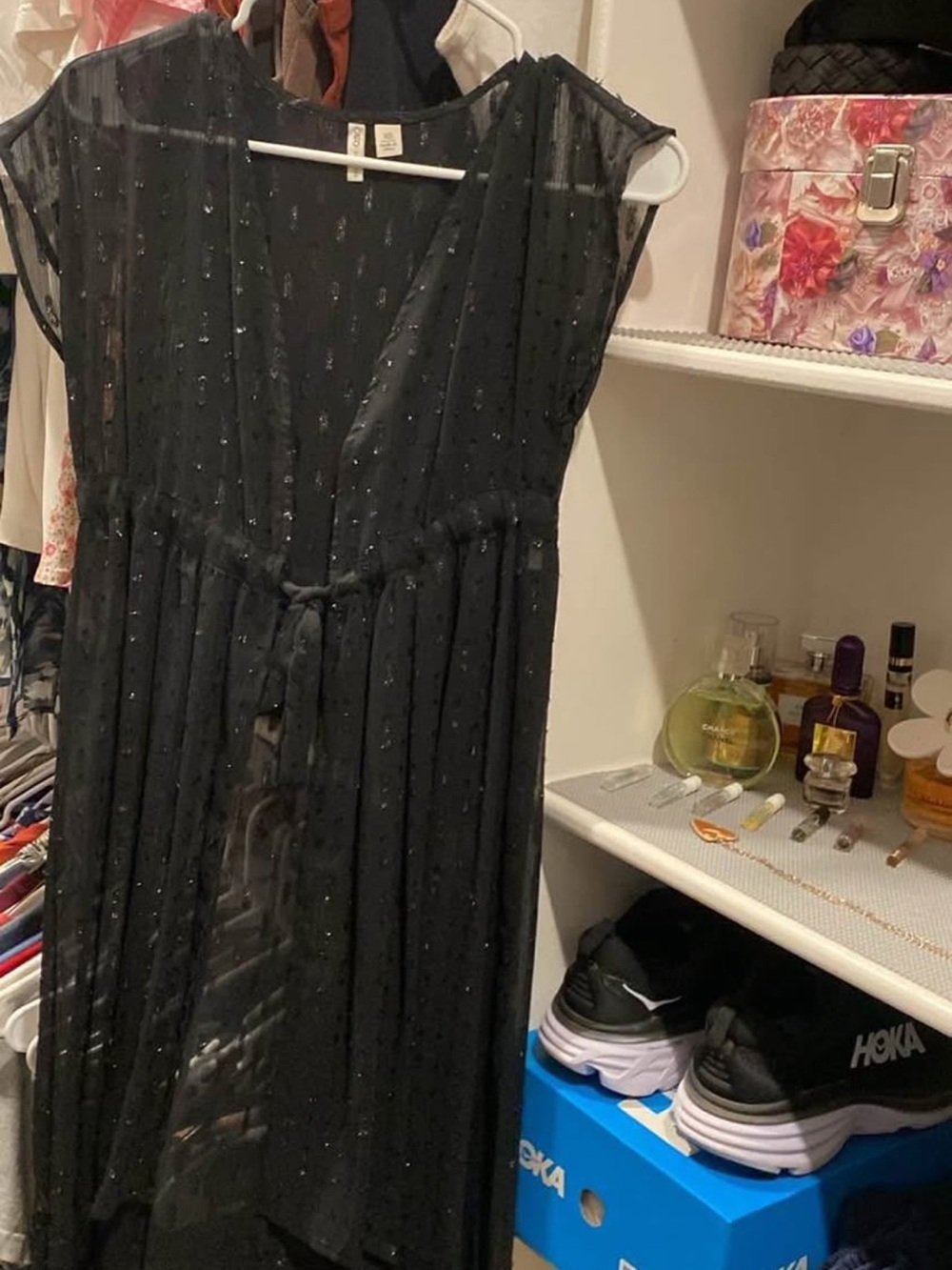 Black Sheer Tie-Front Camano